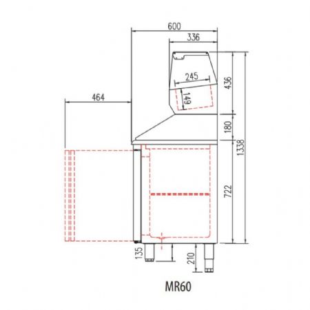Meuble à Pizzas 3 portes avec dessus granit, capacité 410 L - Coreco - MR60-200-P