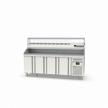 Meuble à Pizzas 4 portes pleines dessus granit capacité 560 L - Coreco - MR60-250-P