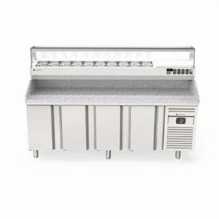 Meuble à Pizzas 4 portes pleines dessus granit capacité 635 L positif - Coreco - MR70-225-P