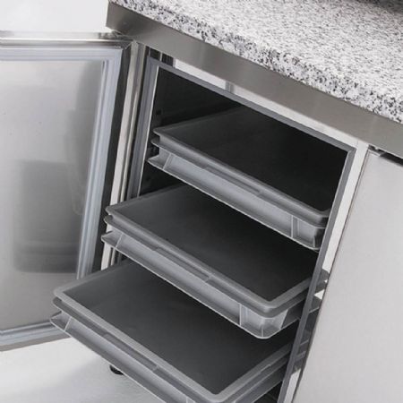 Meuble à Pizzas positif 2 portes et 1 tiroir avec dessus granit, capacité 375 L - Coreco - MR80-160