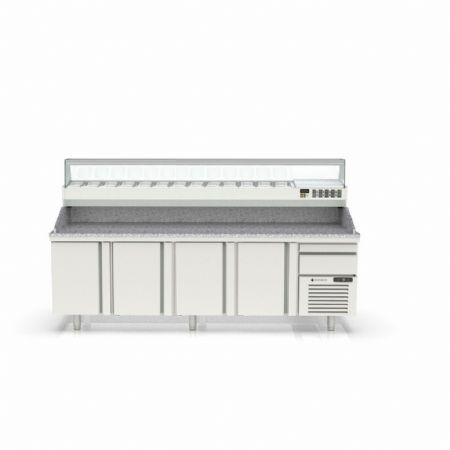 Meuble à Pizzas avec dessus granit 4 portes et 1 tiroir plage positif - Coreco - MR80-265