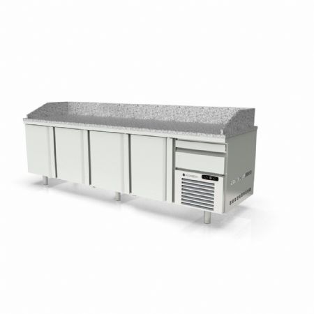 Meuble à Pizzas avec dessus granit 4 portes et 1 tiroir plage positif - Coreco - MR80-265
