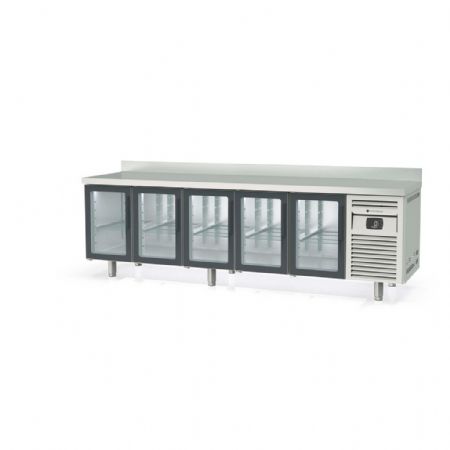 Table desserte réfrigérée négative 5 portes vitrées avec dosseret capacité 686 L - Coreco - MRGV-300 Table desserte réfrigérée négative 5 portes vitrées avec dosseret capacité 686 L - Coreco - MRGV-300