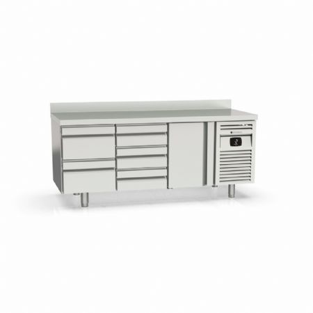 Table desserte réfrigérée positive 3 portes pleines 380 L avec dosseret - Coreco - MRS-200