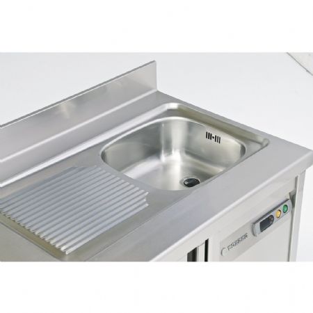 Table desserte réfrigérée positive 2 portes pleines avec évier 245 L - Coreco - MRSF-150
