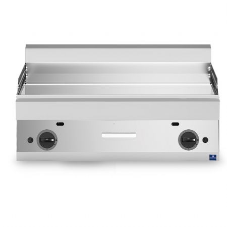 Plaque à snacker pro profondeur 650 à gaz de table chromée lisse 11,4 kW - Virtus - MS6510FTGCRT