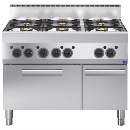 Fourneau profondeur 650 Cuisinière à gaz, 6 brûleurs, four gaz 5 kW, armoire fermée - Virtus - MS6511CFG