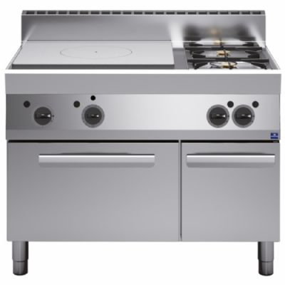 Plaque coup de feu gaz sur four gaz et armoire basse ferme avec 2 brleurs