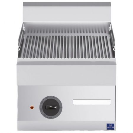 Plaque à snacker pro profondeur 650 électrique de table rainurée triphasé 4.5 kW - Virtus - MS654FTRET