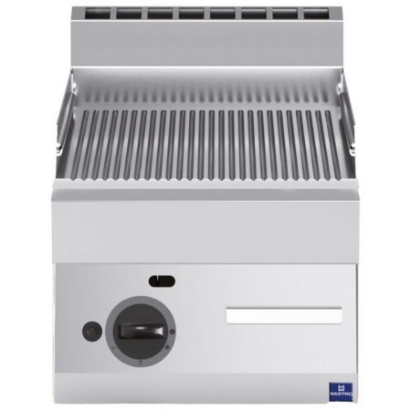 Plaque à snacker pro profondeur 650 plaque rainurée gaz 5.7 kW - Virtus - MS654FTRGT