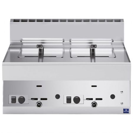 Friteuse cuisine pro profondeur 650 gaz de table 2 cuves de 8 L 13.6 kW - Virtus - MS657FRGT