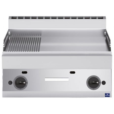 Plaque à snacker pro profondeur 650 gaz de table, plaque 1/3 rainurée et 2/3 lisse 11.4 kW - Virtus - MS657FTRGT
