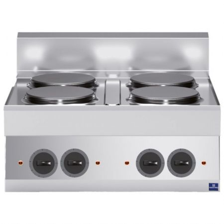 Fourneau profondeur 650 Plan de cuisson électrique 4 plaques Triphasé 10.4 kW - Virtus - MS657PCET