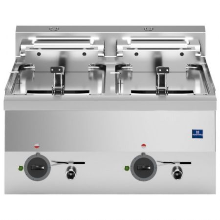 Friteuse cuisine pro profondeur 600 électrique de table 2 cuves 10 L Triphasé 18 kW - Virtus - MS66FRET