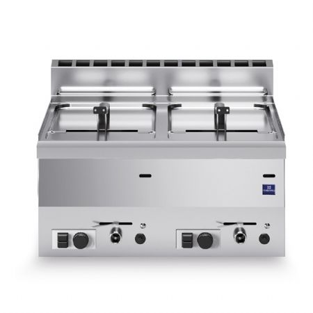 Friteuse cuisine pro profondeur 600 gaz de table 2 cuves 8 L 13.6 kW - Virtus - MS66FRGT