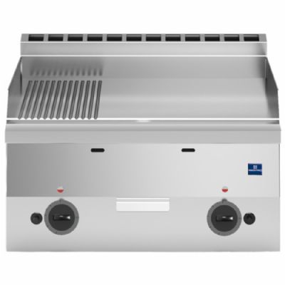 Plancha gaz de table surface chrom�e rainur�e 1/3 et lisse 2/3 puissance 10,4 kW