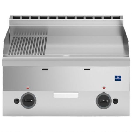 Plaque à snacker pro profondeur 600 Gaz chromée 1/3 rainurée et 2/3 lisse 10.4 kW - Virtus - MS66FTRGCRT