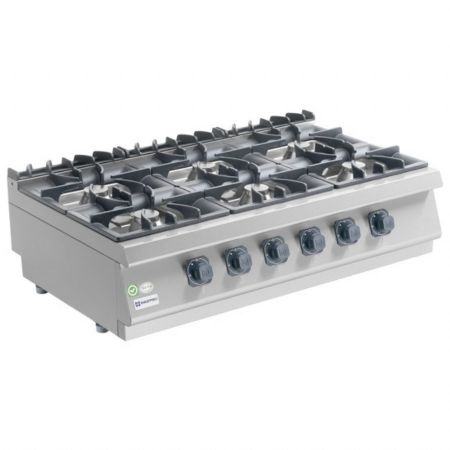 Fourneau profondeur 700 Plan de cuisson à gaz de table, 6 brûleurs, Gaz, 39 kW - Virtus - MS712PCGT