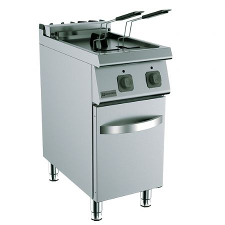 Friteuse cuisine pro profondeur 700 sur soubassement fermé, Triphasé, 18 L, 14 kW - Virtus - MS74FRE18