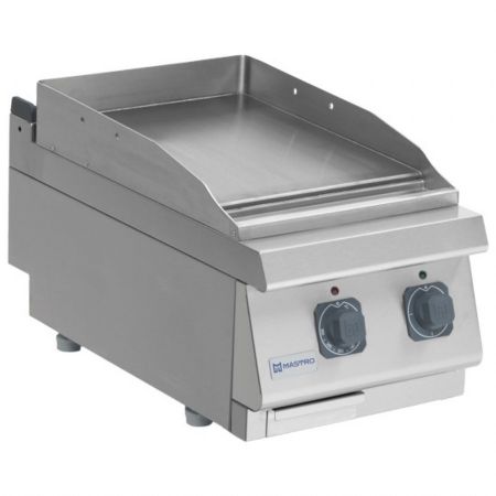 Plaque à snacker pro profondeur 700 électrique de table lisse chromée Triphasé 3.6 kW - Virtus - MS74FTECRT