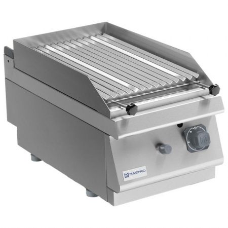 Grill pierre de lave profondeur 700 gaz de table grille en V et tiroir à huile, 400x730x300 mm - Virtus - MS74GRLT