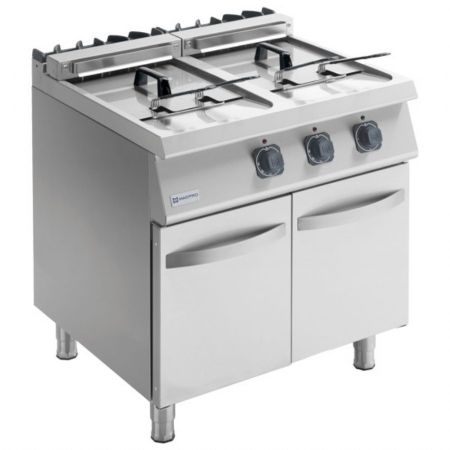 Friteuse cuisine pro profondeur 700 sur soubassement fermé Triphasé 2 x 18 L 28 kW - Virtus - MS78FRE18