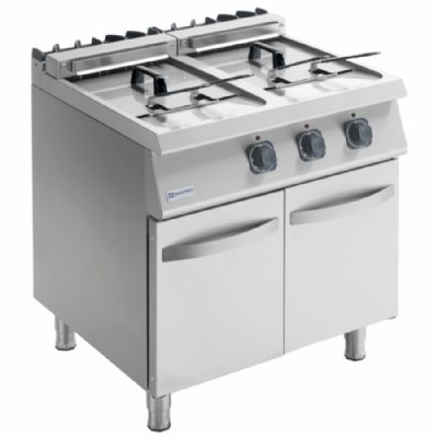 Friteuse électrique sur meuble bas fermé inox avec 2 cuves 2x18 L - 28 kW Friteuse électrique sur meuble bas fermé inox avec 2 cuves 2x18 L - 28 kW