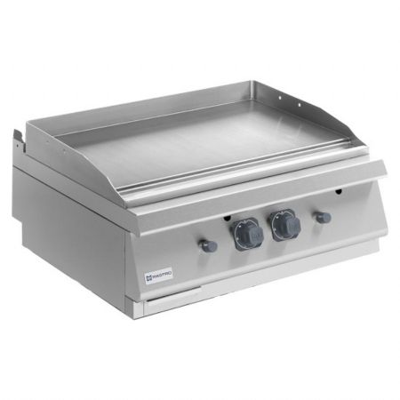 Plaque à snacker pro profondeur 700 gaz de table, plaque lisse chromée 13 kW - Virtus - MS78FTGCRT
