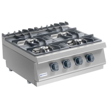 Fourneau profondeur 700 à gaz de table 4 brûleurs 26 kW - Virtus - MS78PCGT