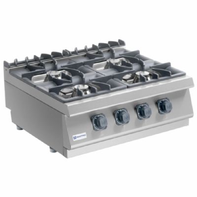 Plan de cuisson gaz de table en inox 4 foyers puissance 26 kW - 730 x 800 x 300 mm Plan de cuisson gaz de table en inox 4 foyers puissance 26 kW - 730 x 800 x 300 mm
