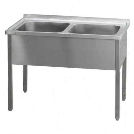 Table de lavage inoxydable avec double cuve et plateau égouttoir 210x70x90 Table de lavage inoxydable avec double cuve et plateau égouttoir 210x70x90