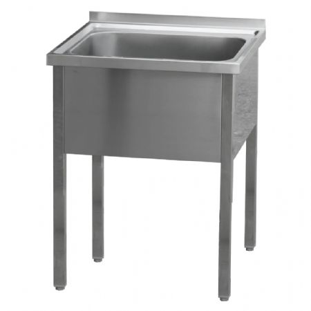 Table de lavage inox avec cuve 1 bac 500x500x300 sur piètement 700x700x900