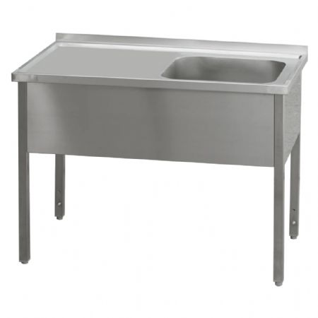 Table de lavage inox avec 1 cuve 500x400x300 et zone d’égouttage positionnée à gauche