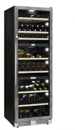 Cave  vins de vieillissement triple zone 1 porte vitre - 143 bouteilles
