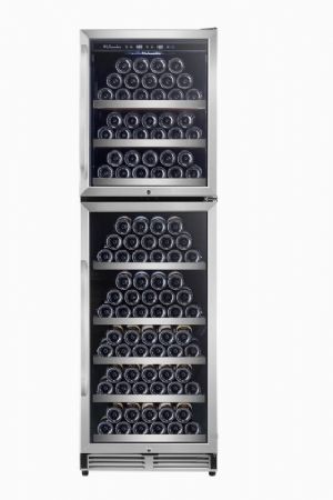 Cave  vins de vieillissement double zone 1 porte vitre - 172 bouteilles