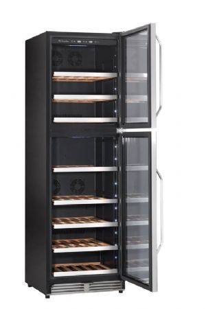 Cave  vins de vieillissement double zone 1 porte vitre - 172 bouteilles