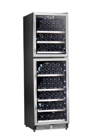 Cave  vins de vieillissement double zone 1 porte vitre - 172 bouteilles