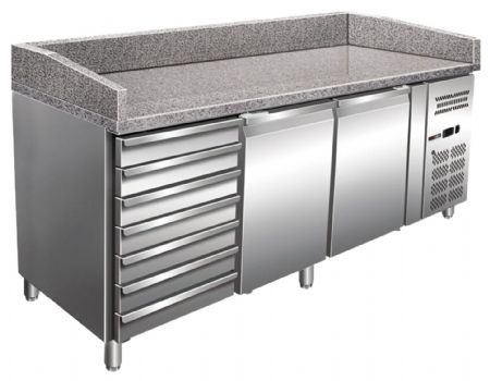 Meuble à Pizzas monophasé 2 portes pleines 2 à 8 °C - Redfox - MTP 2D7ZN