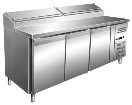 Saladette réfrigérée refroidissement table réfrigérée à poser 3 portes pleines 470 L 1 à 3 °C - Redfox - MTPZ 3D