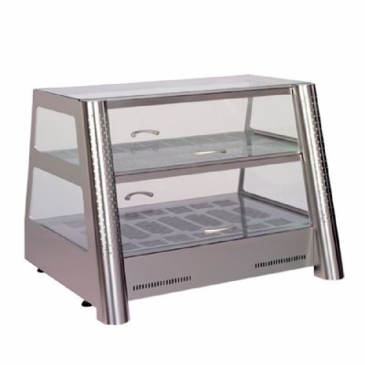 Vitrine chauffante �lectrique inox 2 niveaux - 600x420x430mm