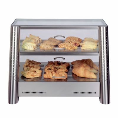 Vitrine chauffante électrique inox 2 niveaux - 600x420x430mm Vitrine chauffante électrique inox 2 niveaux - 600x420x430mm