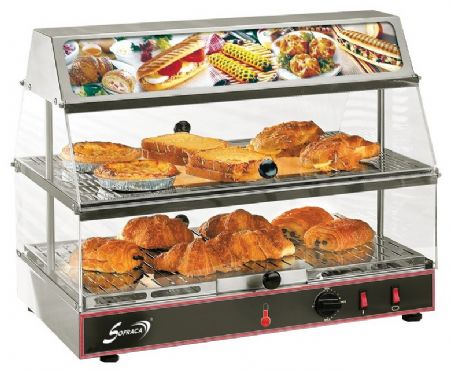 Vitrine chaude professionnelle 2 niveaux Monophasé 650 W 590x350x480 mm - Sofraca - N62