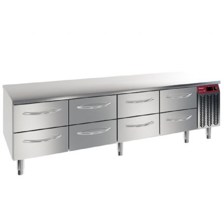 Soubassement réfrigéré professionnel 8 tiroirs GN 1/1, capacité 110 mm, température positif - Diamond - N77/R420G-9F Soubassement réfrigéré professionnel 8 tiroirs GN 1/1, capacité 110 mm, température positif - Diamond - N77/R420G-9F