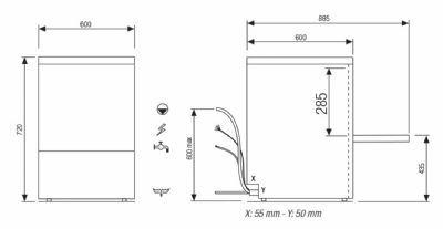 Lave-verres inox porte pleine r�versible avec panier 500x500 mm