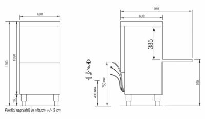 Lave-vaisselle frontal rehauss� convertible avec panier 500x500 mm