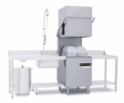 Lave-vaisselle à capot inox pompe de vidange en option avec panier 500x500 mm Lave-vaisselle à capot inox pompe de vidange en option avec panier 500x500 mm