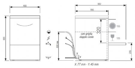 Lave-verres professionnel panier 400 x 400 mm - Furnotel - NIAG241V1