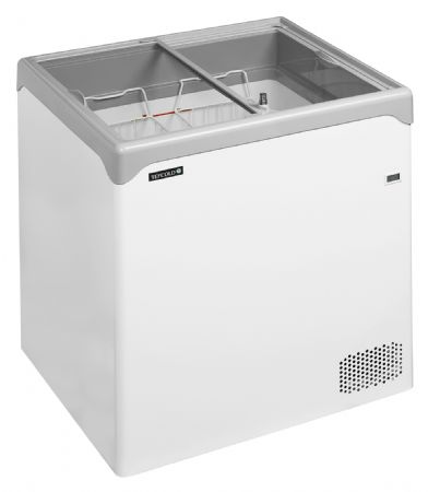 Congélateur bahut couvercle vitré de crème glacée 2 couvercles coulissants plats - Tefcold - NIC202SC