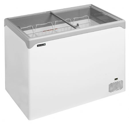 Congélateur bahut couvercle vitré de crème glacée 2 couvercles coulissants plats - Tefcold - NIC302SC