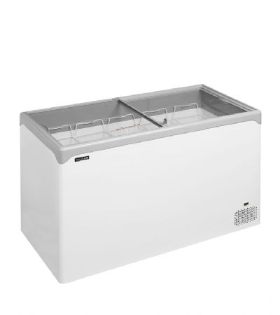 Congélateur coffre avec panneaux vitrés coulissants plans plage de température -24/-14°C capacité 390L
